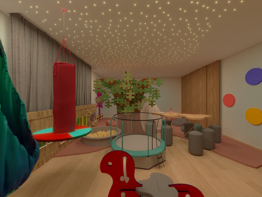 Sala de Estimulação Sensorial — trampolim e recursos terapêuticos